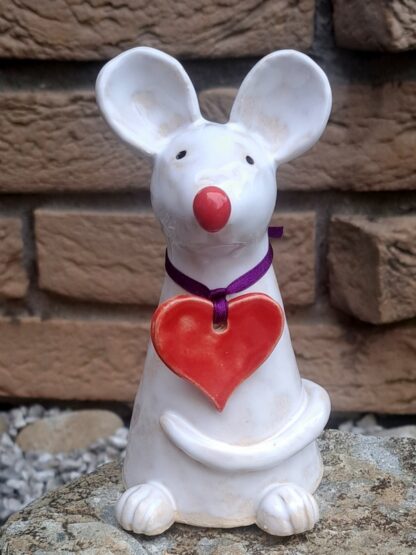 Maus mit Herz ~ 14 cm hoch